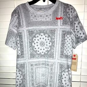 Boys Levi’s Gray Bandana Print Short Sleeve Shirt